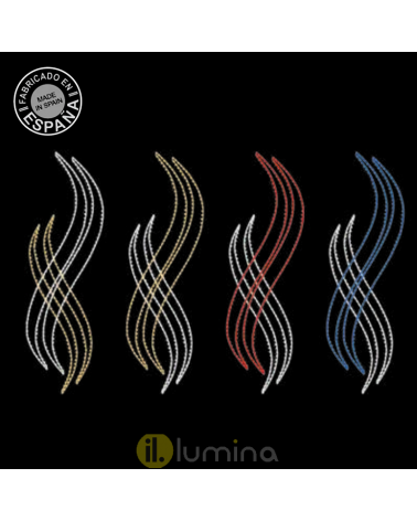 Figura Navideña luz fija varios colores ondas y olas 2,03x0,70 metros apto para exterior (pack 2 figuras juntas)