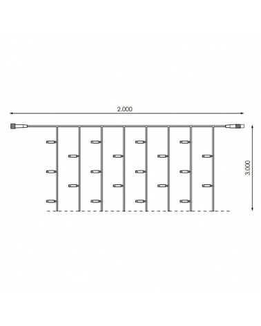 Cortina LED 2x3m Leds blanco cálido, cable blanco, empalmable y apta para exteriores IP65