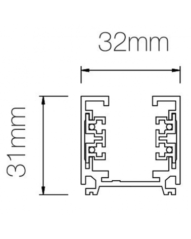 Carril universal de superficie 200cm trifásico