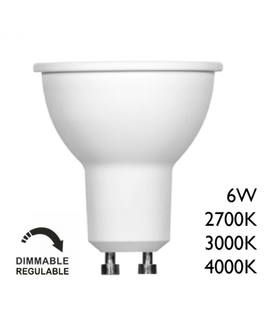 Spot Dicroica 50mm LED Regulable 6W GU10 120° 2700º K 3000ºK 4000ºK