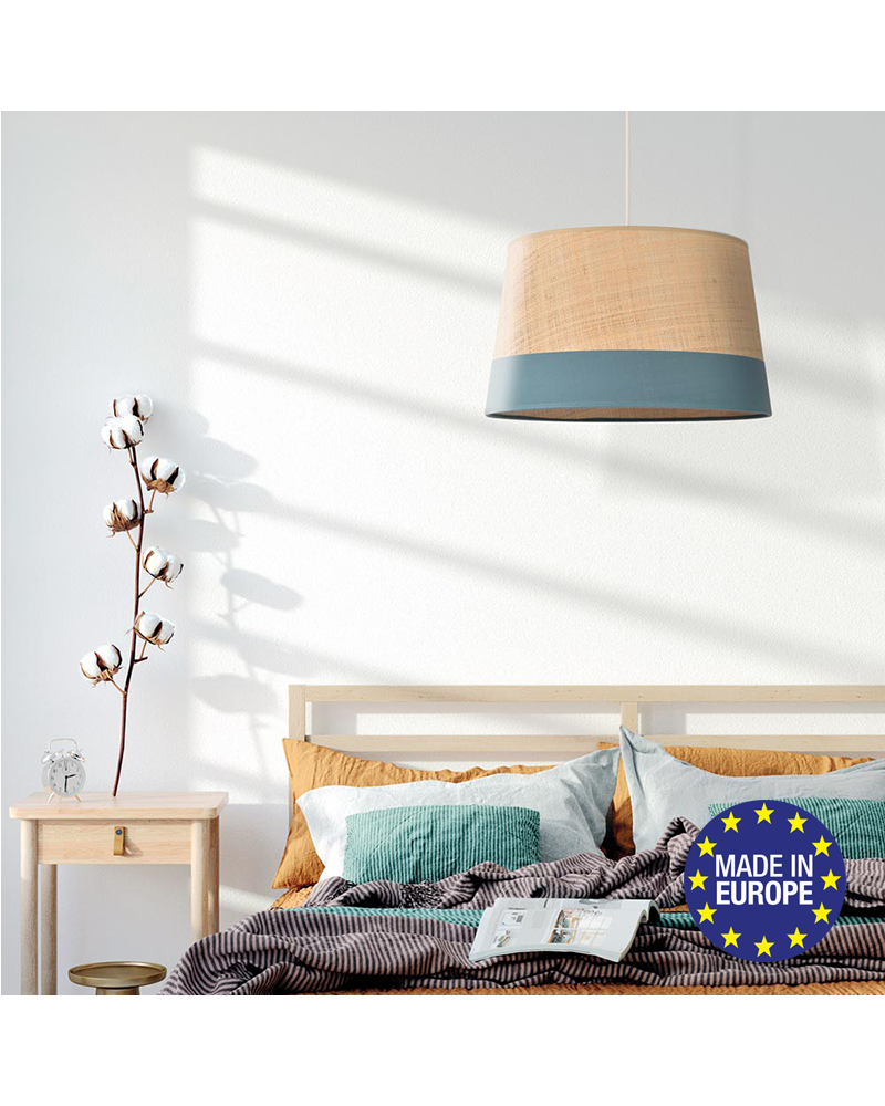 Ceiling lamp with 38cm raffia and cotton shade E27 100W