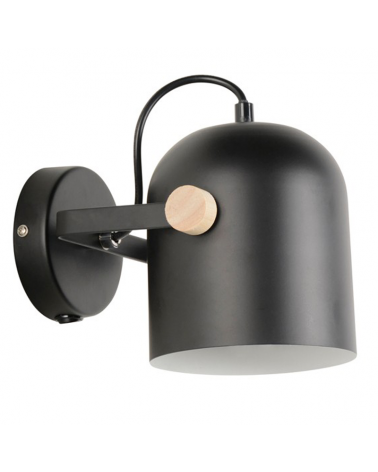 Wall light17cm metal with wood with switch on the base E27 40W