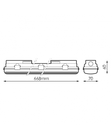 Regleta estanca 1 tubo led G13 ECO LED IP65 1x600mm IP65