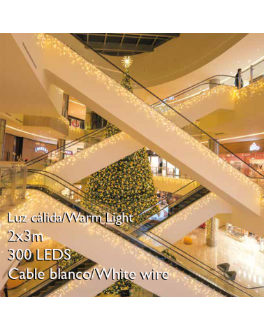 LED curtain lights 3x0.9m warm white ice effect, with 174 leds IP65 for outdoor use