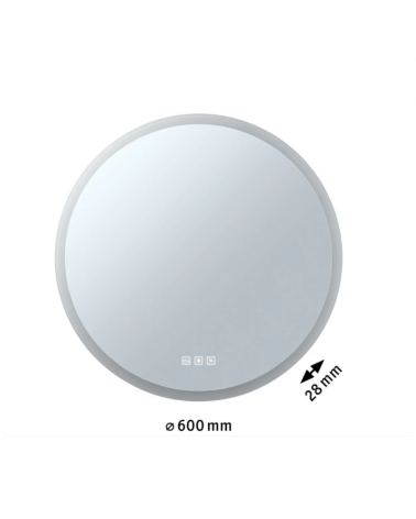 Round LED mirror 60cm IP44 fog-free 230V 21W CCT Switch 2700K/4000K/6500K