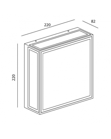 Aplique pared de exterior 22cm de aluminio y cristal  para dos bombillas E27 IP65