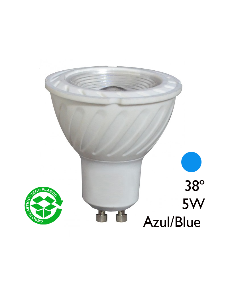 Dicroica LED 5W Azul 38º GU10 500Lm 165/265