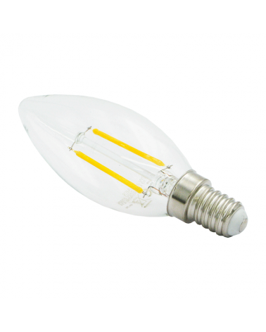 LED vintage Clear Candle Bulb 35mm. LED filaments 2W E14 2200K 230 Lm.