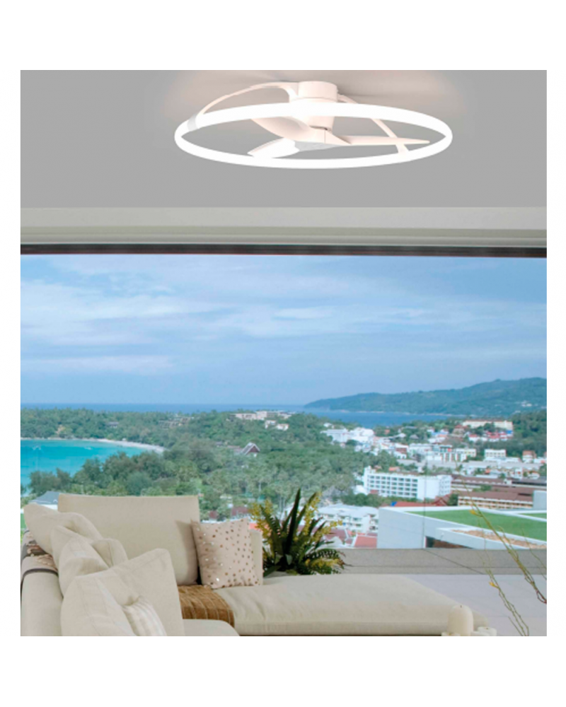 White 35W wifi ceiling Fan Ø105cm LED 75W with Voice Control 