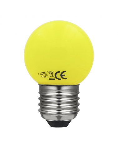 Bombilla Esférica 45mm Color Amarillo LED E27 0,9W