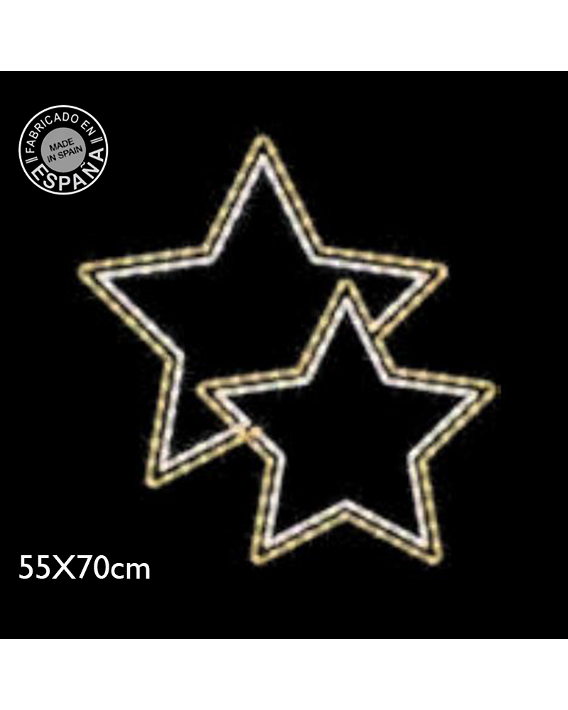 Figura navideña estrella doble 55x70 cms LED luz cálida flash luz blanca fría apto para exteriores