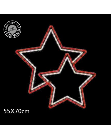 Figura navideña estrella doble 55x70 cms LED luz roja flash luz blanca fría apto para exteriores