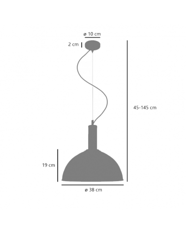 Ceiling lamp hemisphere 38cm metal and glass 60W E27