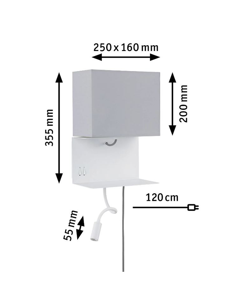 Aplique de pared acabado blanco LED 4W Aluminio interruptor cargador movil  USB 2700 K.