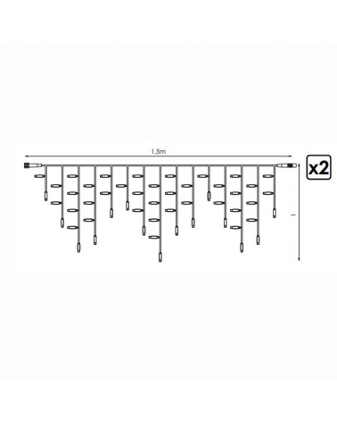 Cortina de LEDs 3x1m efecto hielo icicle estalactita, cable dorado empalmable con 102 leds para interior