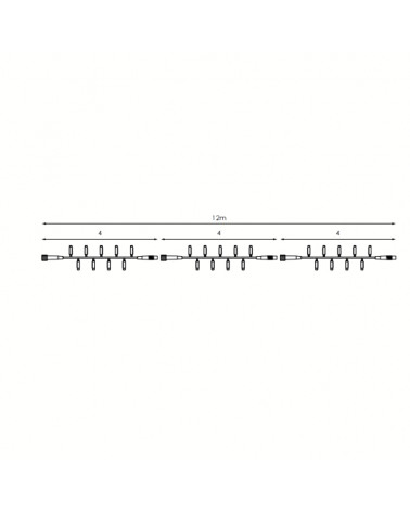 Guirnalda 12m y 180 LEDs cable transparente empalmable para interior