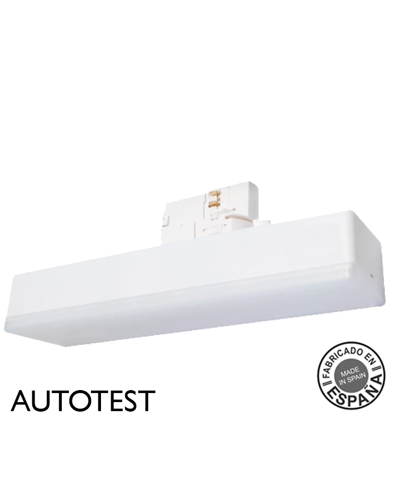 Luz de emergencia LED carril trifásico 250Lm con Autotest de policarbonato blanco no permanente 6000K IP44