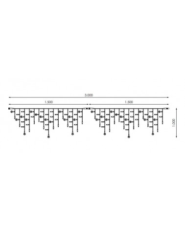 Connectable 3x1m LED curtain icicle ice effect, white cable, with 102 flashing LEDs IP65 suitable for outdoor