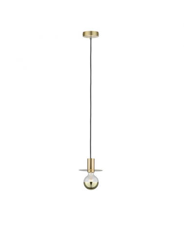 Metal cylinder Pendant with brass finish textile cable 60W E27