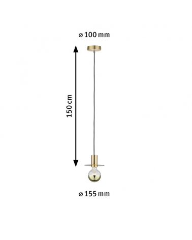 Metal cylinder Pendant with brass finish textile cable 60W E27