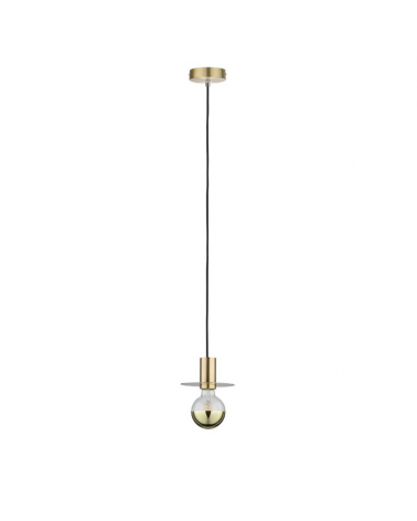 Metal cylinder Pendant with brass finish textile cable 60W E27