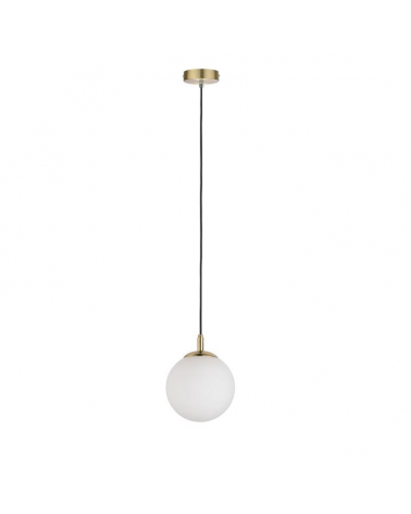 Ceiling lamp 20cm with sphere-shaped glass lampshade and brass finish metal support 20W E27