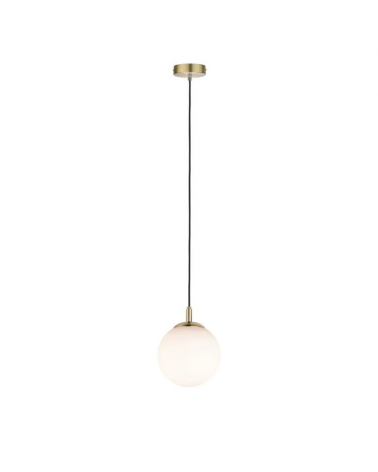 Ceiling lamp 20cm with sphere-shaped glass lampshade and brass finish metal support 20W E27