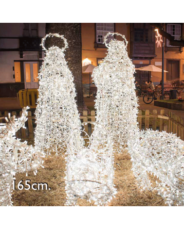 3D Christmas nativity scene with 3 LED figures IP44 for outdoor use 230V