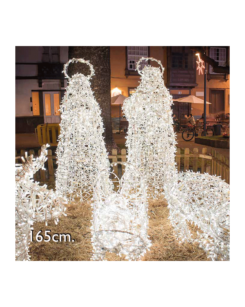 3D Christmas nativity scene with 3 LED figures IP44 for outdoor use 230V