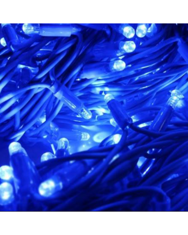 String light 12m and 180 LEDs 5-1 Flashing blue light clear capsule blue cable connectable IP65  suitable for outdoor use