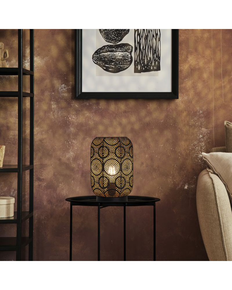 Table lamp 27cm in metal, black and matt gold finish E27