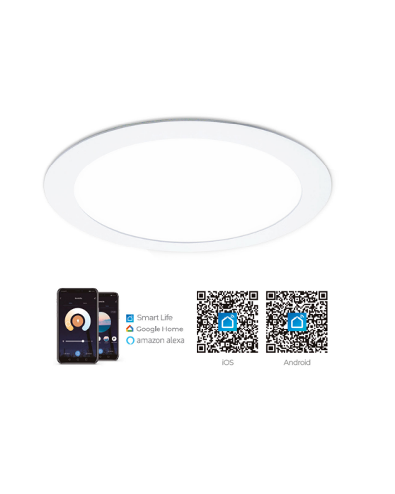 Downlight 24cm wifi smart CCT 20W LED recessed slimline white color