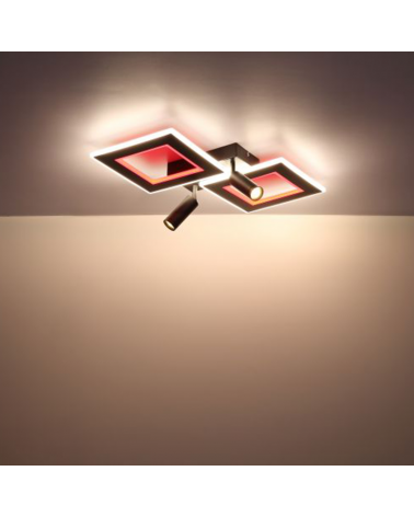 Plafón techo 54cm LED 40W REGULABLE CCT y RGB 9W con dos focos GU10 de metal y acrílico