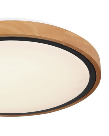 LED ceiling lamp 30,5cm made of metal, acrylic and wood, opal black and brown 12W CCT Switch 3000K/4500K/6000K