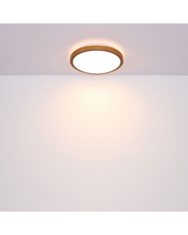LED ceiling lamp 43,7cm made of metal, acrylic and wood, opal black and brown 24W CCT Switch 3000K/4500K/6000K