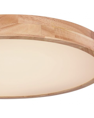 LED ceiling lamp 60cm in metal, white and wood finish, 48W CCT Switch 3000K-6000K
