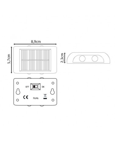 Pack 3 apliques de Pared Exterior Solar LED 8,9cm luz superior e inferior 4x0,2W