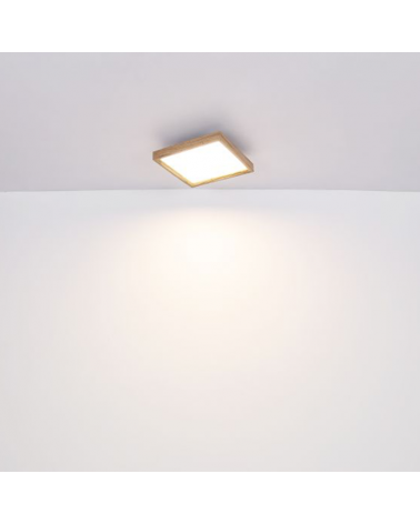 Plafón LED techo 60cm de metal y madera acabado blanco y madera 36W CCT Switch 2700K/4500K/6500K
