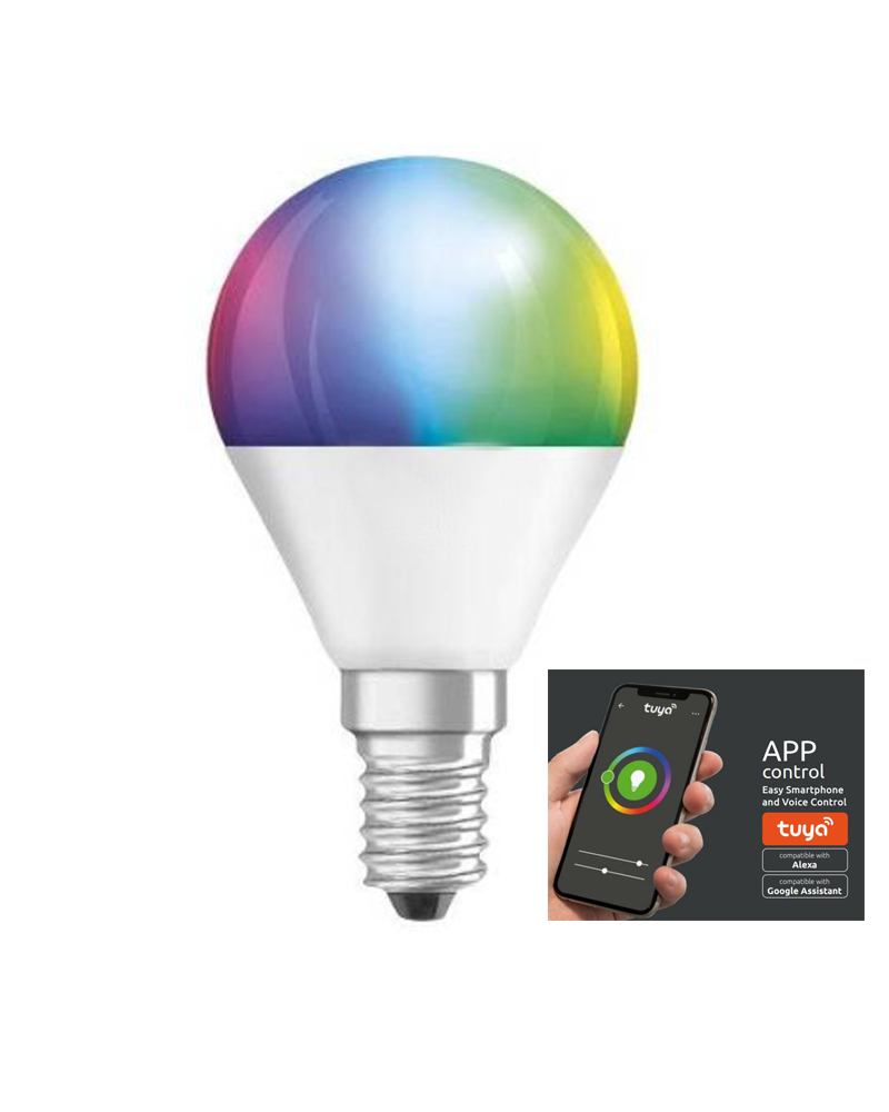 Bombilla LED vela inteligente 5,5W E14 RGB + 2700-6500K Regulable