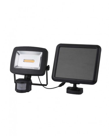 Foco solar pequeño 16,5cm LED 500Lm 3500K detector de movimiento con placa regulable IP44 cable de 4,7m