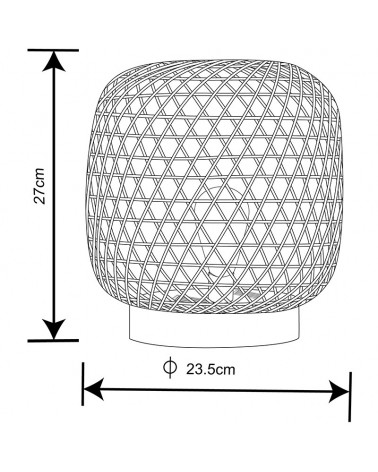 Lámpara de mesa solar rejilla bambú cannage 27cm base negra