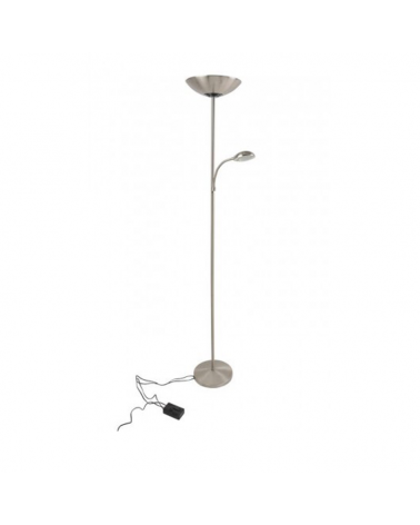 Floor lamp 173cm in nickel color with shade and reading light 120W R7S DIMMABLE 33W G9