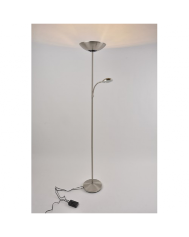 Floor lamp 173cm in nickel color with shade and reading light 120W R7S DIMMABLE 33W G9