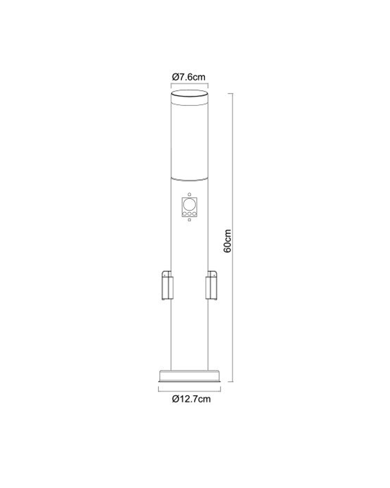 Baliza para exterior 45cm de acero inoxidable IP44 E27 2 enchufes estanco