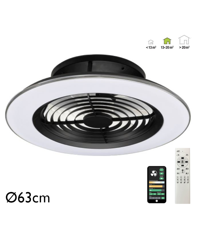 Ceiling fan 35W Ø63cm LED ceiling light 70W remote control DIMMABLE light and bluetooth