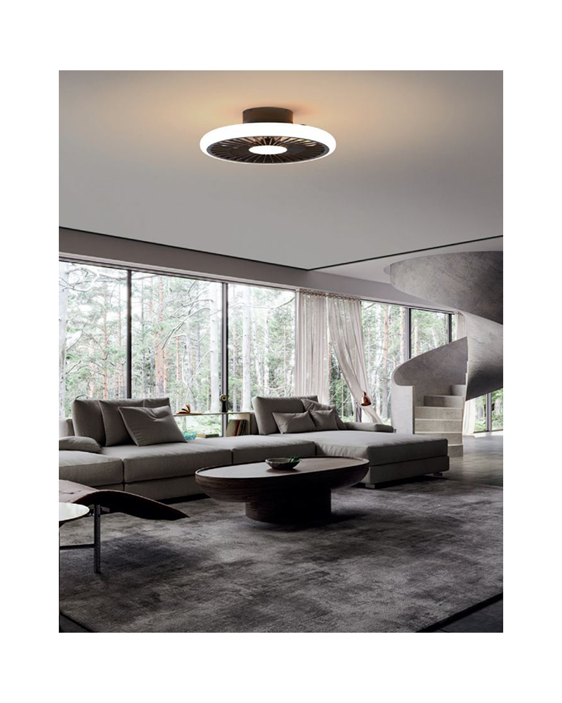 Ventilador de techo con luz LED, control remoto, ventilador de techo con  luz invisible, iluminación del hogar, luz circular redonda de techo para