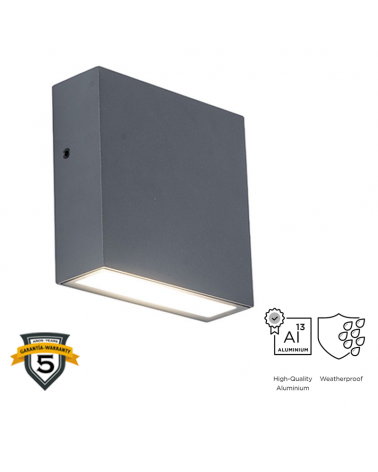 Aplique pared de exterior gris oscuro 11cm de aluminio LED 9,5W 4000K