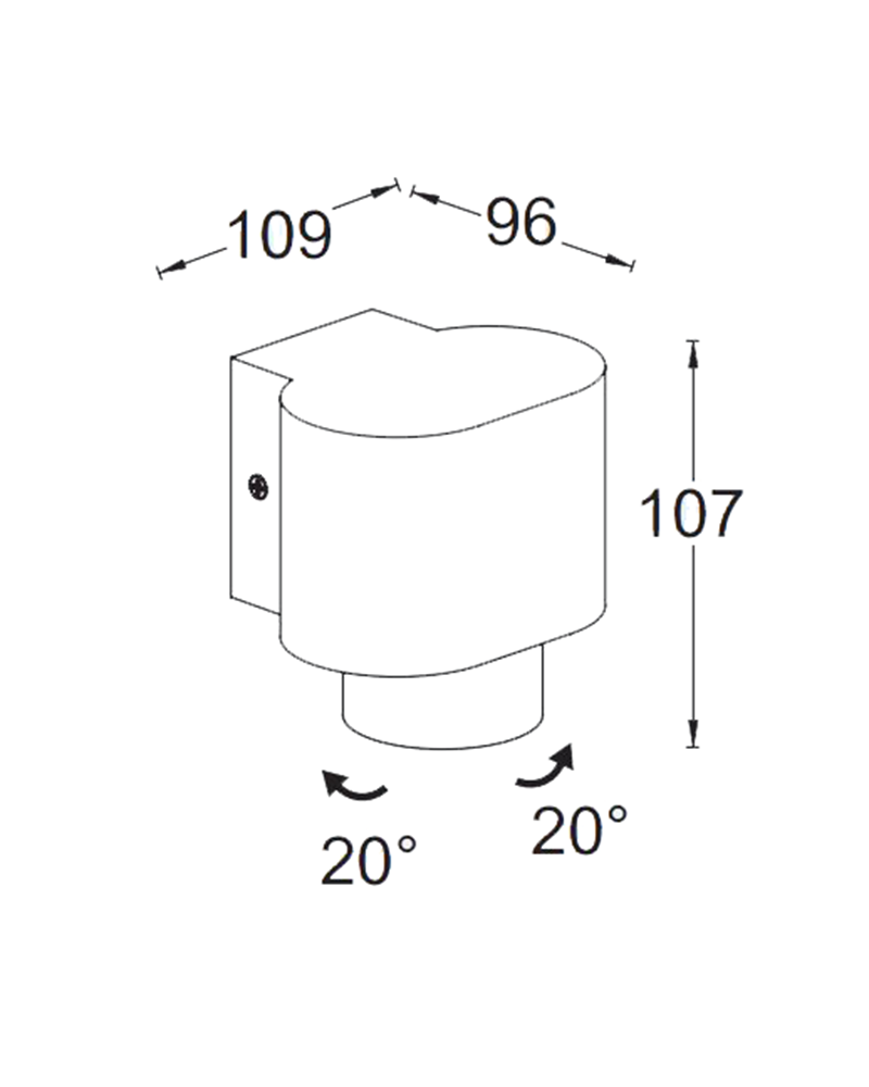 Aplique de exterior Block Out W15 luz directa o indirecta IP54 GU10 Luz  superior e inferior