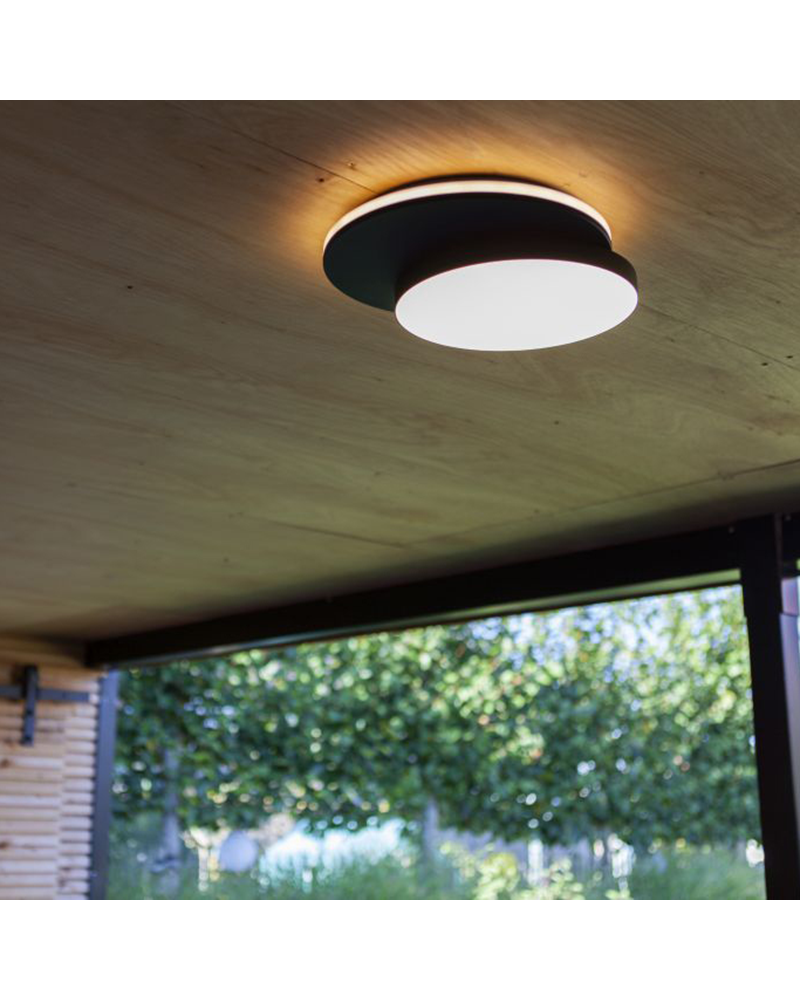 Black outdoor wall and ceiling light 37cm made of aluminum and PC LED 24.3W SWITCH 3000K/4000K