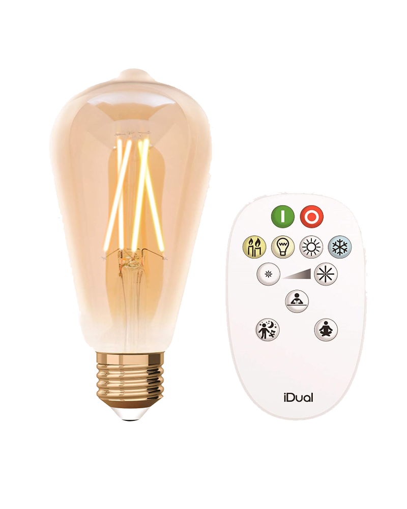 Bombilla LED inteligente regulable con control remoto E26 de 9 W,  temperatura de color ajustable (cálido/frío) y brillo, paquete de 2 (2  bombillas + 1